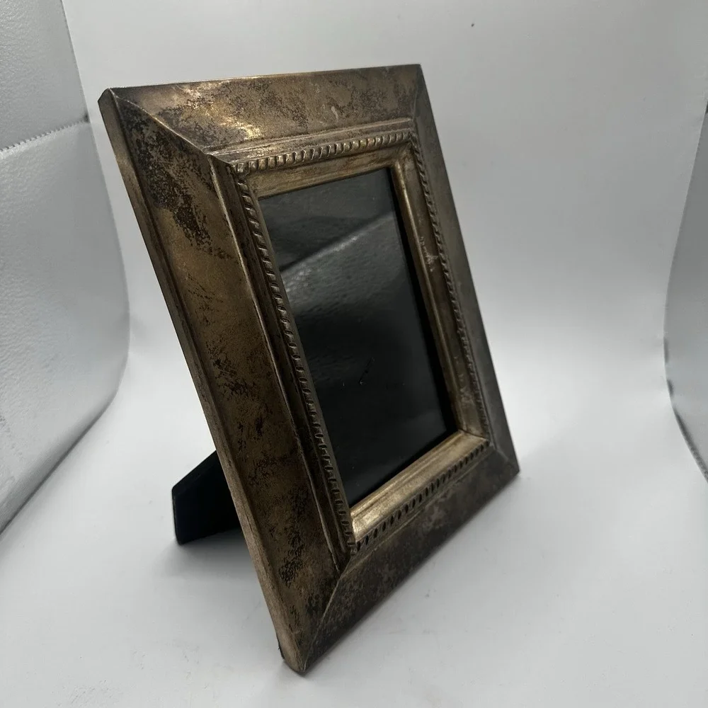 Pottery Barn Distressed Silver Metal' Photo Frame 5 x 7 Braided Inner Border